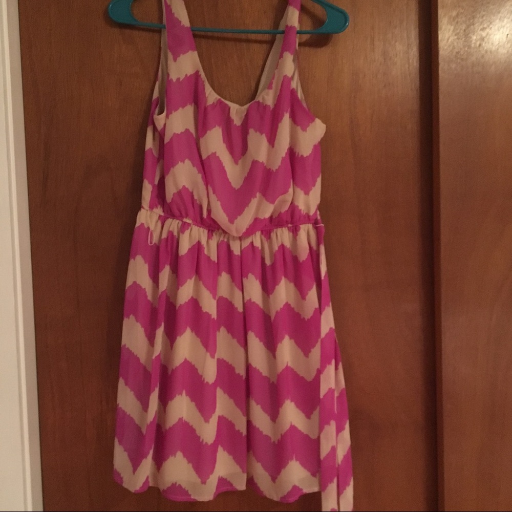 Purple and Tan Chevron Dress